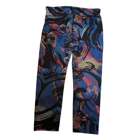 NWT Nike beautiful abstract colorful design capris sz M yoga activewear - Picture 3 of 8